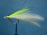 Lefty's deceiver fly, chatrteuse/white image.